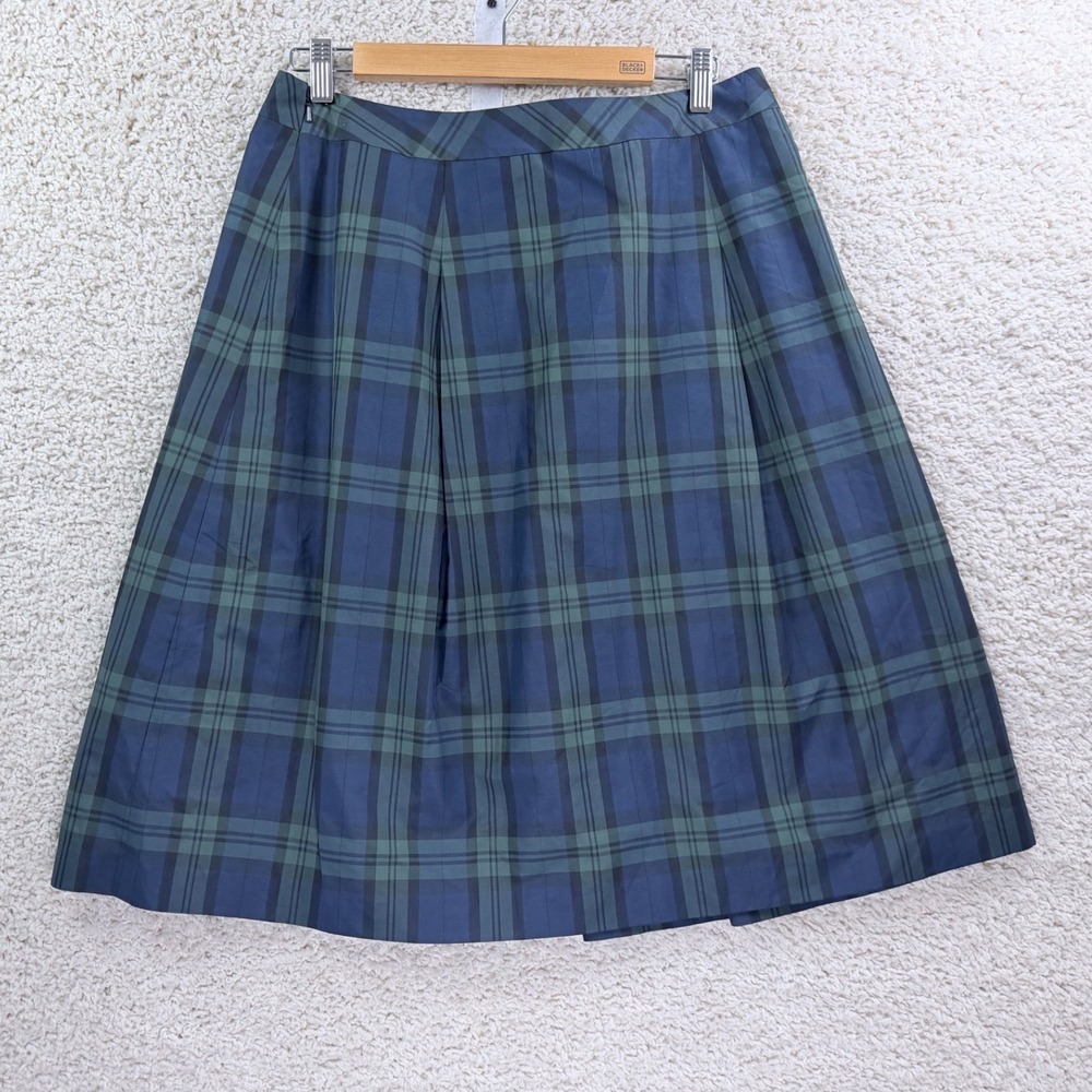 Talbots RSVP Plaid Pleated Skirt 10 Blue Green NEW Black Watch Tartan A-Line - Picture 4 of 9